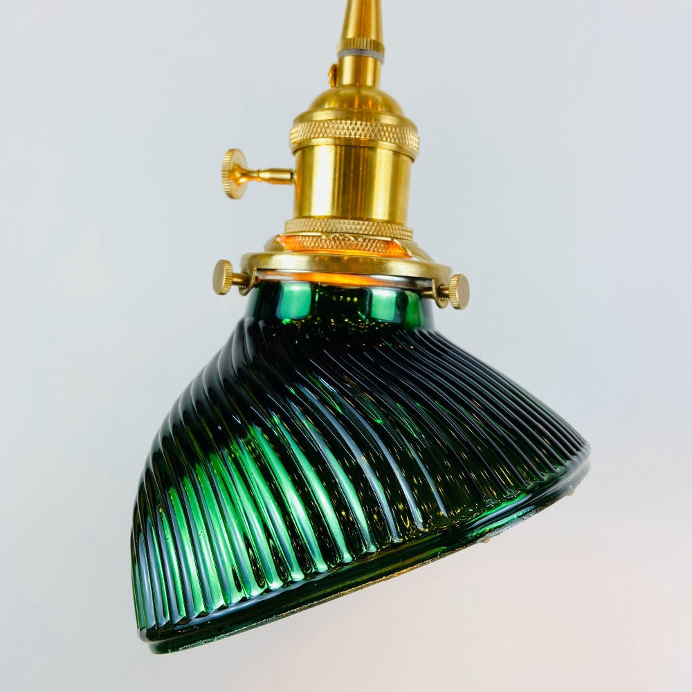 Suspension LED biforme vert et doré Dena - vue 6 sur 13