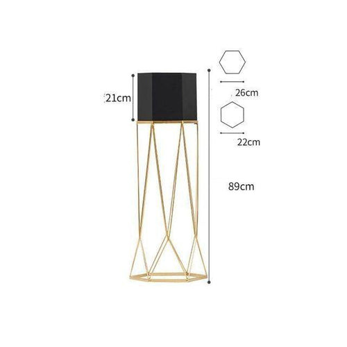 Piédestal sur pied haut design en métal avec pot géométrique - vue 15 sur 15