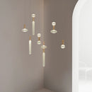 Suspension moderne LED avec différentes formes en verre Florina