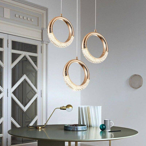 Suspension design Led avec anneau doré style Ring Light - vue 2 sur 3