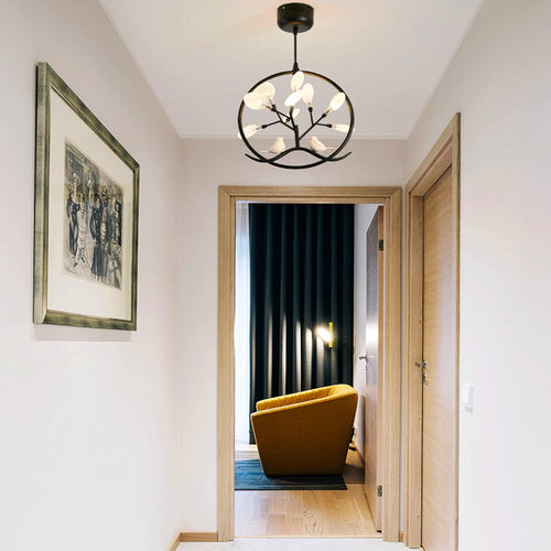 Lustre moderne avec arbre et oiseaux dans anneau Rhym - vue 7 sur 18