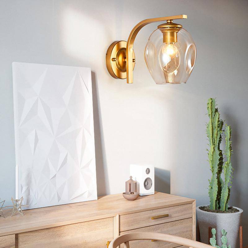 Applique murale design à LED métal avec abat-jour en verre soufflé Loft - vue 3 sur 18