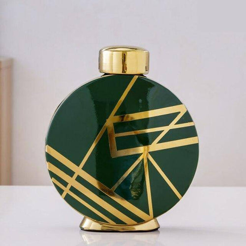 Vase design noir aux motifs géométriques abstraits dorés Luxury - vue 7 sur 9