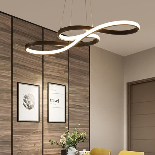 Lustre moderne avec deux symboles d'infini métalliques Kemena - vue 10 sur 11