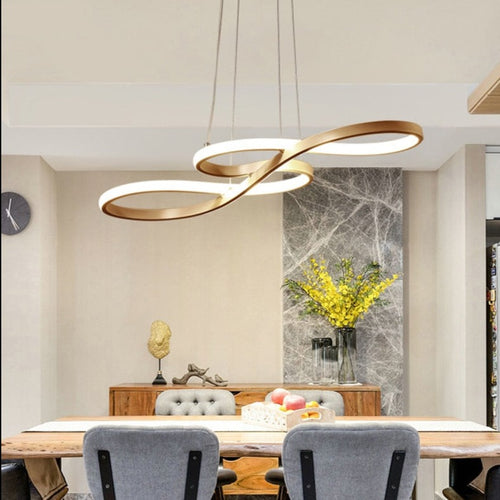 Lustre moderne avec deux symboles d'infini métalliques Kemena - vue 5 sur 11