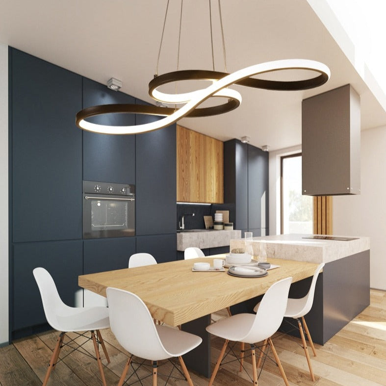 Lustre moderne avec deux symboles d'infini métalliques Kemena - vue 5 sur 11