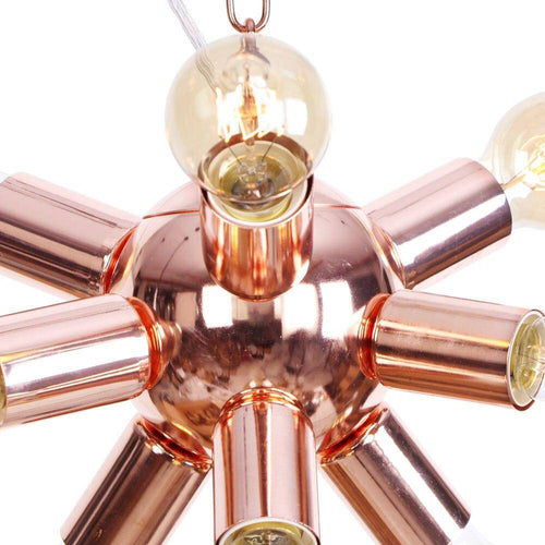 Lustre design LED en métal rose gold avec plusieurs lampes Fly - vue 5 sur 9
