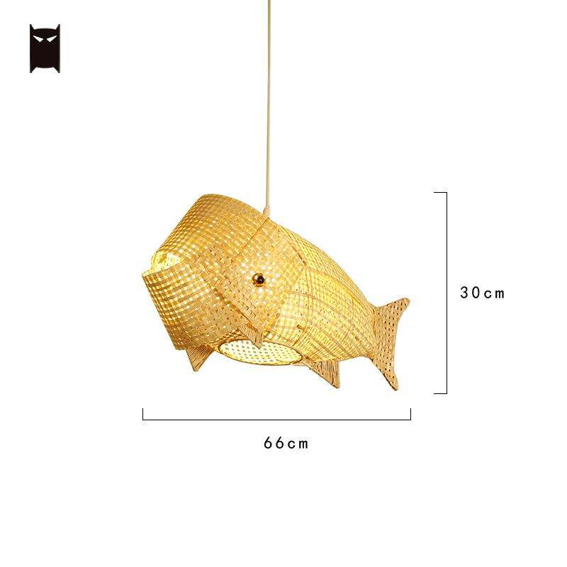 Suspension en rotin LED style poisson Kids - vue 3 sur 3