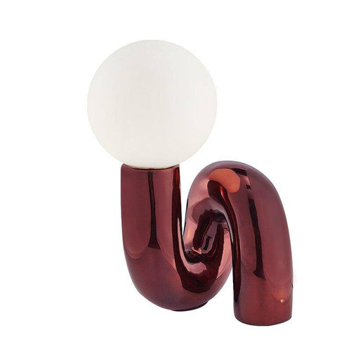 Lampe à poser design à LED en métal rouge avec boule en verre Mao - vue 6 sur 6