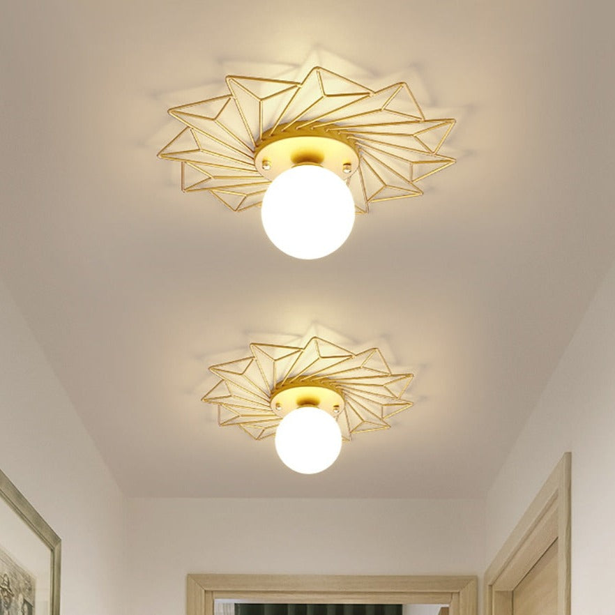 Plafonnier moderne LED avec soleil métallique et globe Sana - vue 4 sur 10