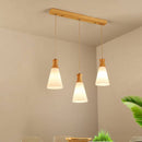 Suspension scandinave LED blanche avec abat-jour bois