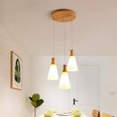 Suspension scandinave LED blanche avec abat-jour bois
