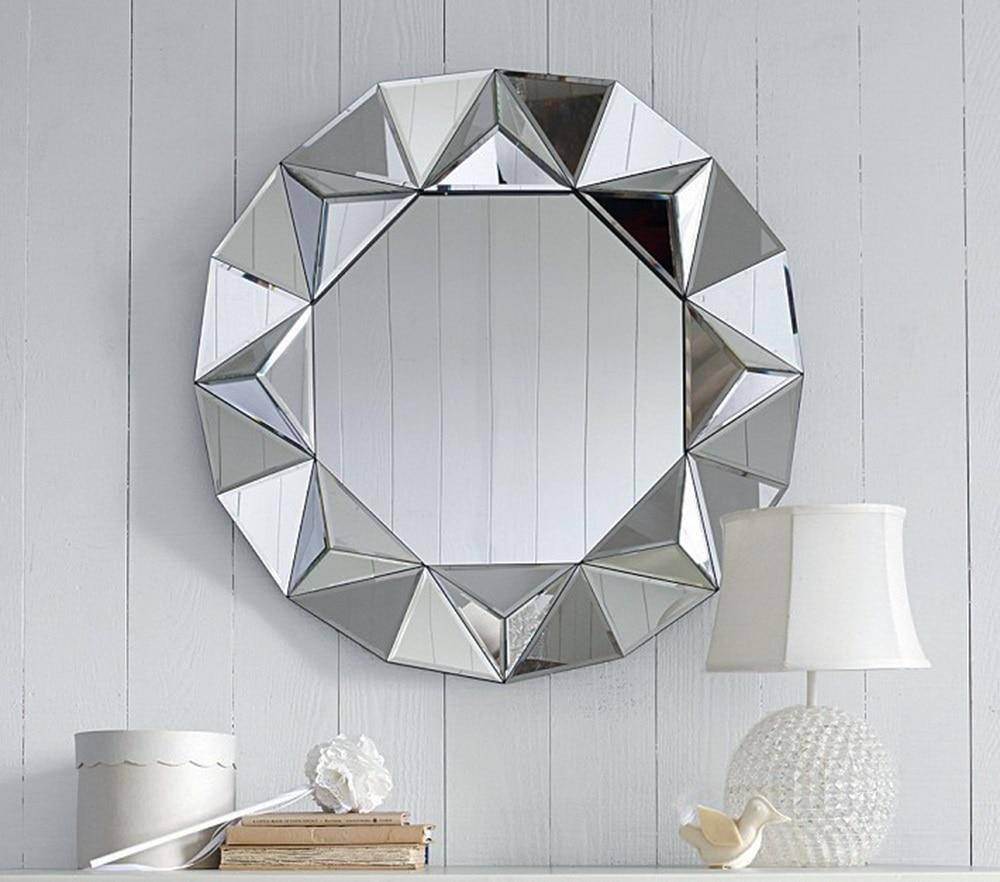 Miroir mural décoratif rond biseauté triangles Decorative - vue 3 sur 6