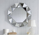Miroir mural décoratif rond biseauté triangles Decorative