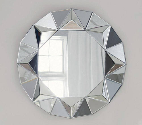 Miroir mural décoratif rond biseauté triangles Decorative - vue 2 sur 6