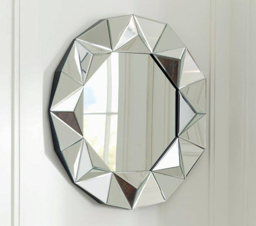 Miroir mural décoratif rond biseauté triangles Decorative - vue 5 sur 6