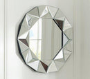 Miroir mural décoratif rond biseauté triangles Decorative