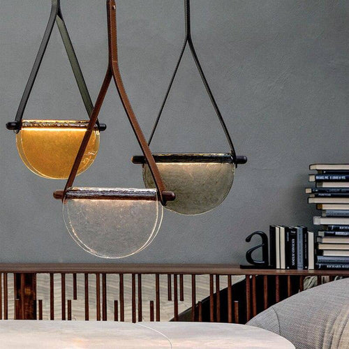 Suspension design LED avec demi-cercle verre Creative - vue 5 sur 10