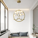 Lustre moderne avec arbre et oiseaux dans anneau Rhym
