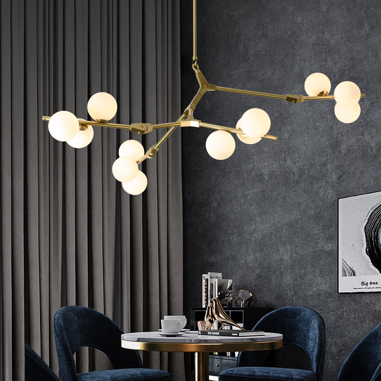 Lustre moderne LED style branche colorée et globes Irune - vue 6 sur 15