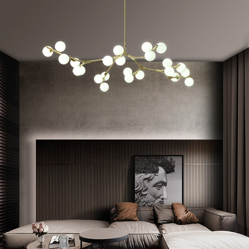 Lustre moderne LED style branche colorée et globes Irune - vue 5 sur 15