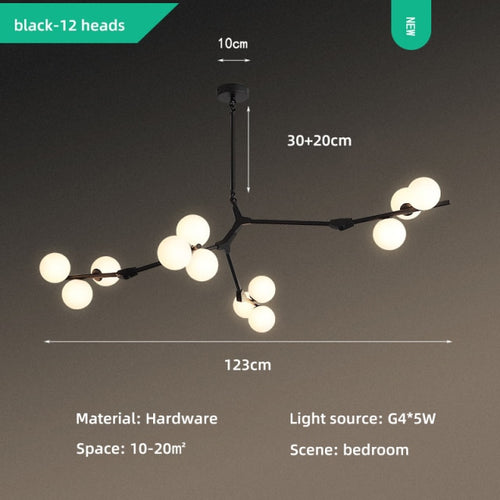 Lustre moderne LED style branche colorée et globes Irune - vue 10 sur 15