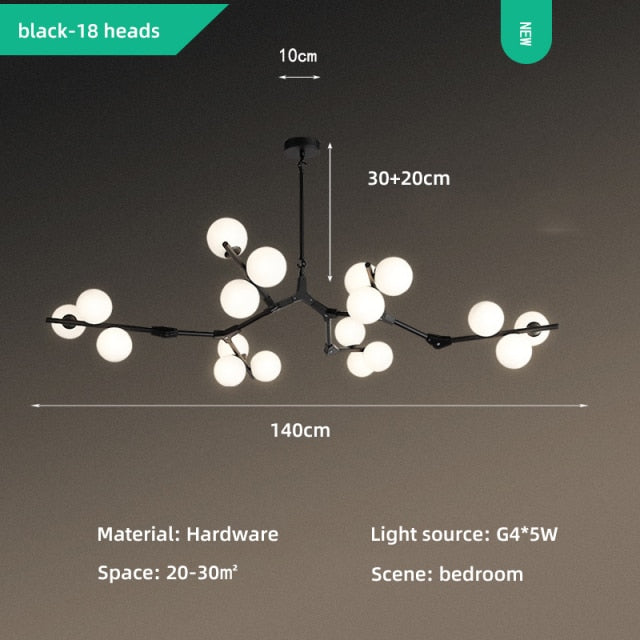 Lustre moderne LED style branche colorée et globes Irune - vue 10 sur 15