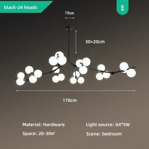 Lustre moderne LED style branche colorée et globes Irune - vue 13 sur 15