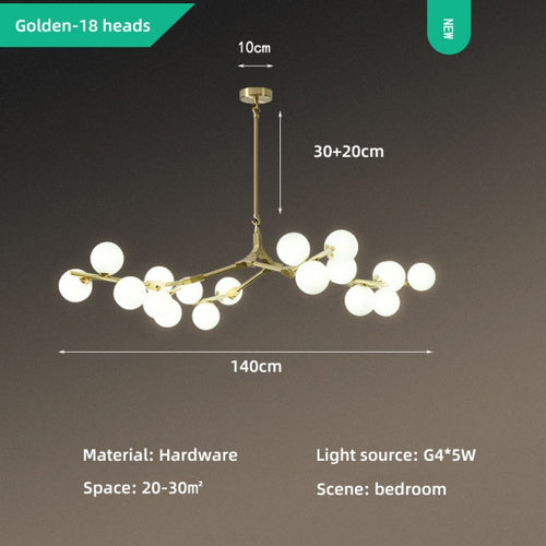 Lustre moderne LED style branche colorée et globes Irune - vue 12 sur 15