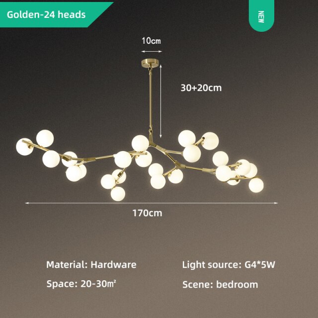 Lustre moderne LED style branche colorée et globes Irune - vue 15 sur 15