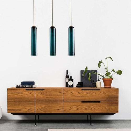 Suspension design à LED en verre fondu coloré Loft - vue 3 sur 6
