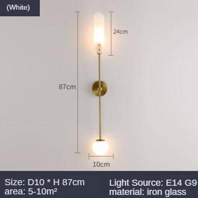 Applique murale design à LED dorée avec tige doré et verre Nordic - vue 6 sur 7