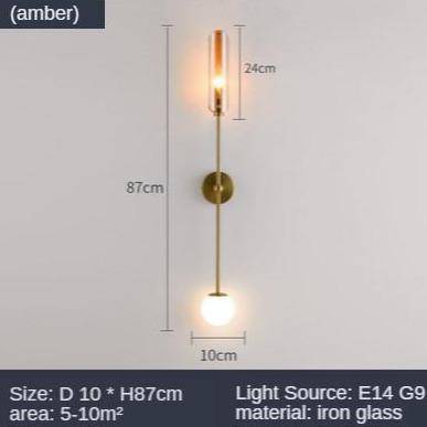 Applique murale design à LED dorée avec tige doré et verre Nordic - vue 4 sur 7