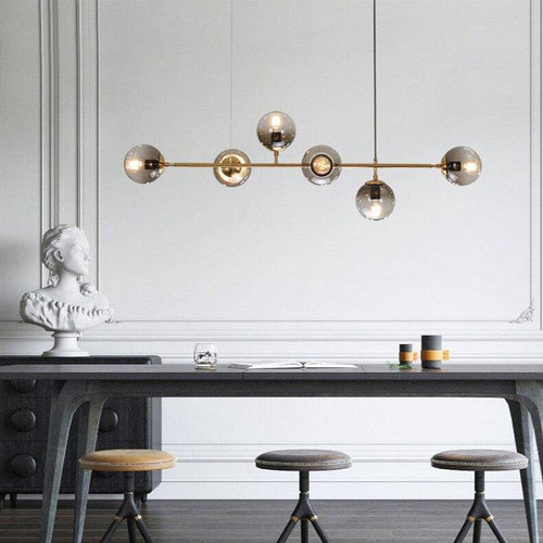 Lustre design LED en métal avec plusieurs boules en verre rétro - vue 3 sur 6