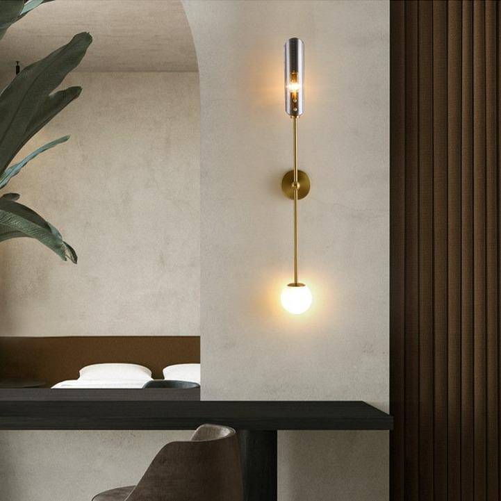 Applique murale design à LED dorée avec tige doré et verre Nordic - vue 4 sur 7