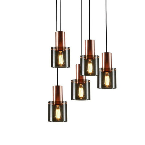 Suspension design à LED avec abat-jour cylindrique en verre Loft - vue 5 sur 6