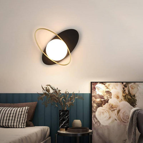 Applique murale à LED design avec socle arrondi et anneau doré Shadow - vue 3 sur 7