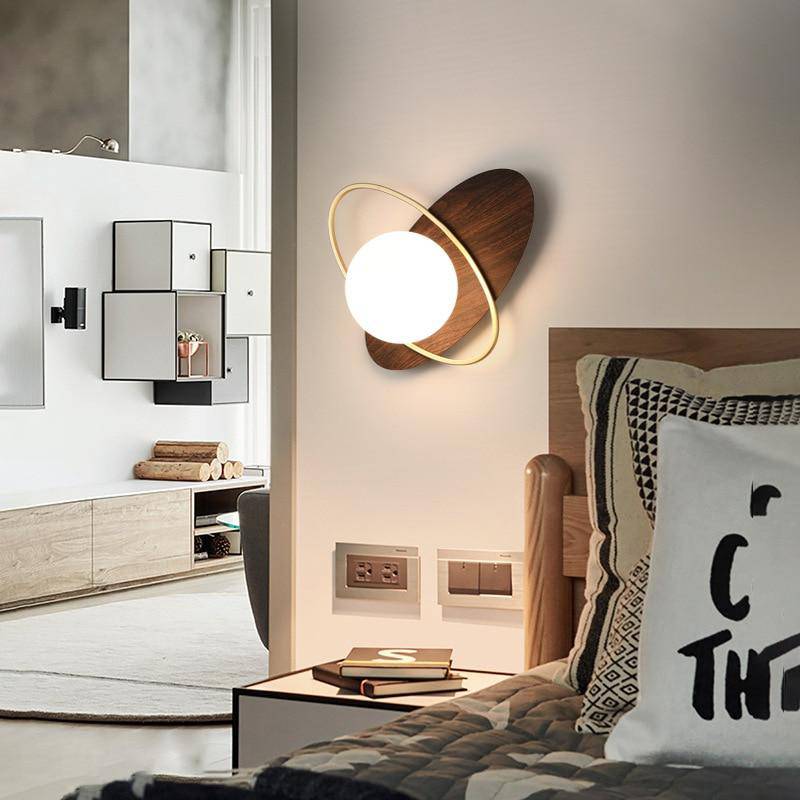 Applique murale à LED design avec socle arrondi et anneau doré Shadow - vue 3 sur 7