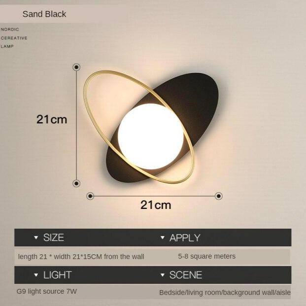 Applique murale à LED design avec socle arrondi et anneau doré Shadow - vue 5 sur 7
