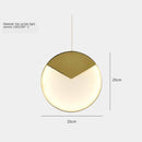 Suspension design LED avec disque aux bords épais dorés