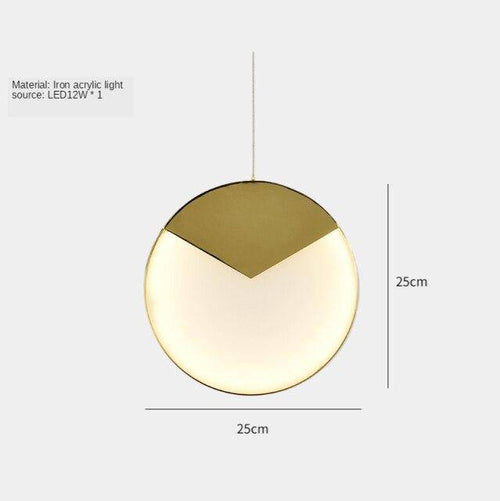 Suspension design LED avec disque aux bords épais dorés - vue 6 sur 8