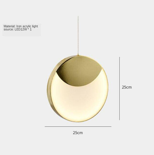 Suspension design LED avec disque aux bords épais dorés - vue 9 sur 8