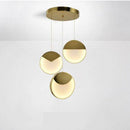 Suspension design LED avec disque aux bords épais dorés