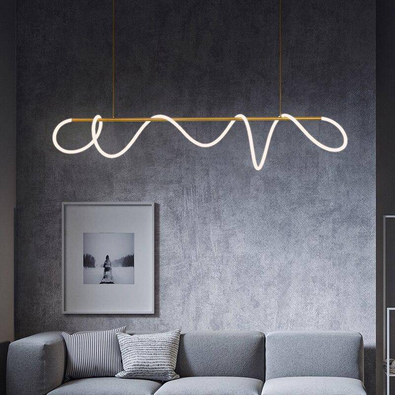 Lustre design LED doré avec bandeau lumineux Shadow - vue 4 sur 8