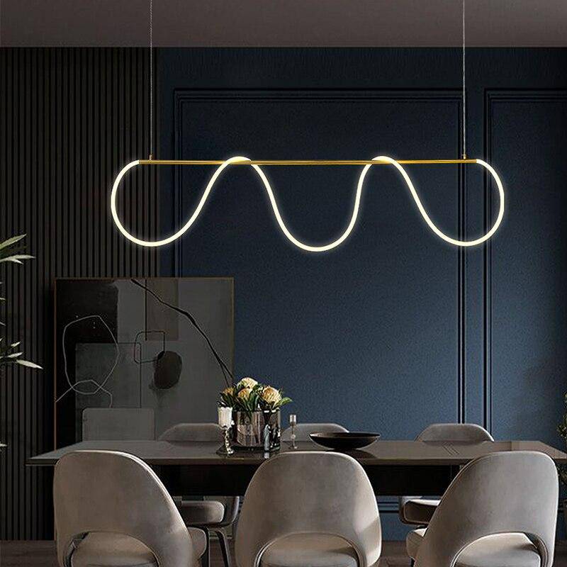 Lustre design LED doré avec bandeau lumineux Shadow - vue 3 sur 8