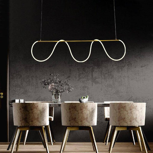 Lustre design LED doré avec bandeau lumineux Shadow - vue 6 sur 8