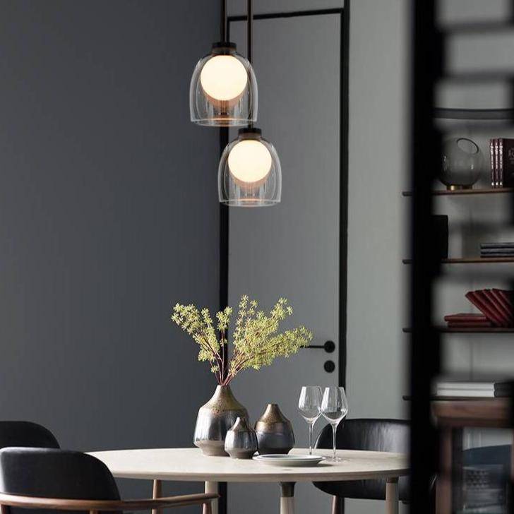 Suspension design à LED avec abat-jour arrondi en verre fumé Shadow - vue 2 sur 8