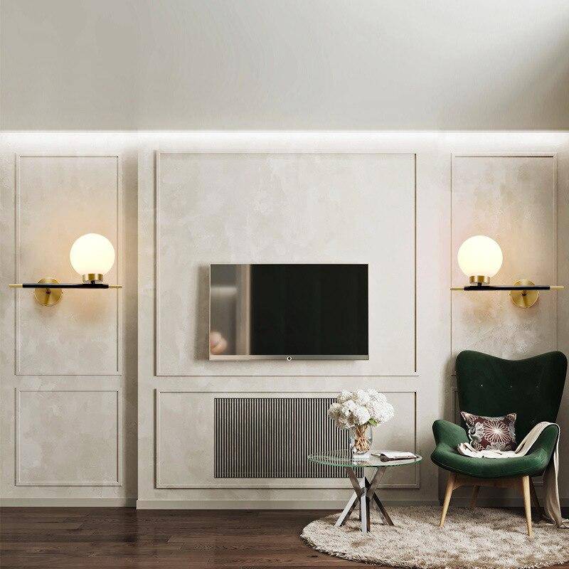 Applique murale design LED dorée avec boule en verre Wall - vue 2 sur 9