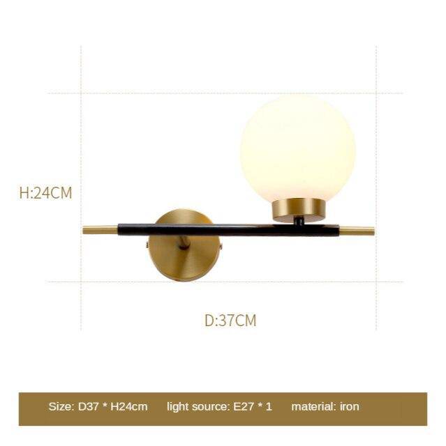 Applique murale design LED dorée avec boule en verre Wall - vue 6 sur 9