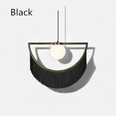 Suspension design LED avec demi-cercle en métal et pendentif coloré - vue 10 sur 11